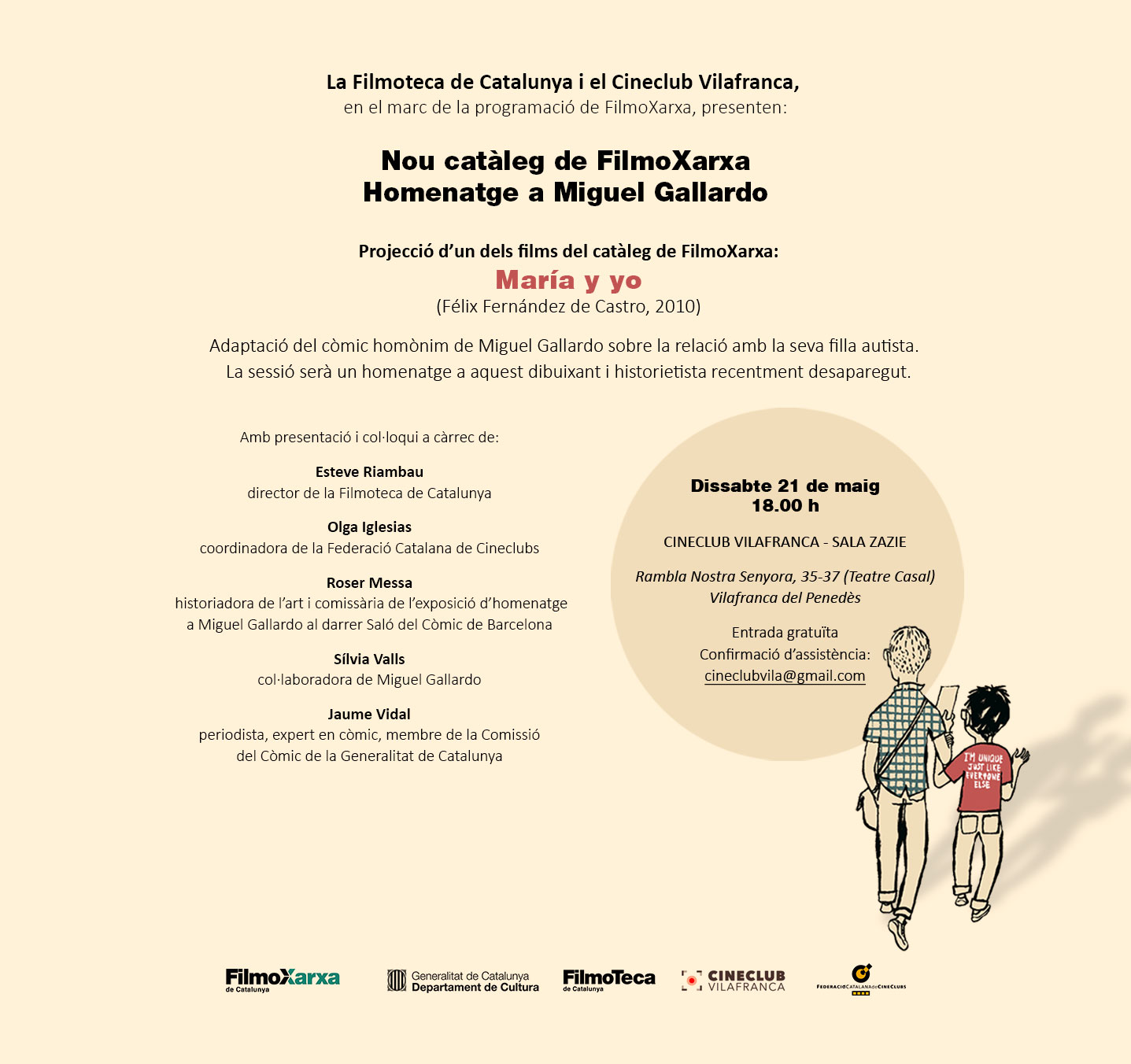 Postal sessió FilmoXarxa Vilafranca - Homenatge a Miguel Gallardo