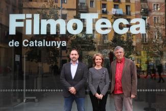 Foto presentació programació 2020. Miquel Curanta-Mariàngela Vilallonga-Esteve Riambau